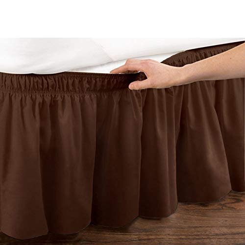 WWQQ Beige Bed Skirt, 3-Sided Polyester Dust Ruffle, 137 x 190 cm + 40 cm