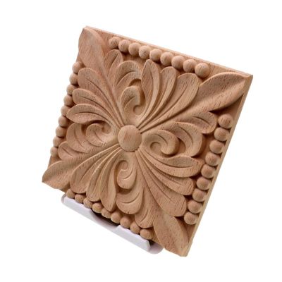 DUO ER Natural Wood Square Flower Appliqué, 12 cm