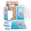 JuNa-Experten 6 Mermaid Invitations for a 5th Birthday, with Envelopes, Favor Bags, Stickers, Bookmarks and Notepads view 1