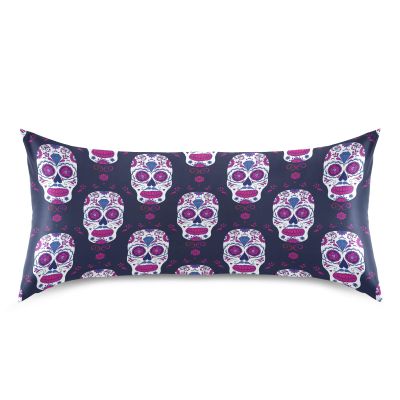 HaJie Mexican Floral Sugar Skull Satin Pillowcase, 100% Polyester, King Size 20 x 40 in, 1 Count