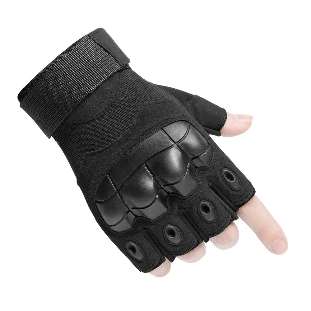 HUNTVP Tactical Half-Finger Gloves, Black, XL