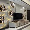 Custom-Size Luxury 3D Tulip Floral Wallpaper, Embossed Look, Nonwoven view 1