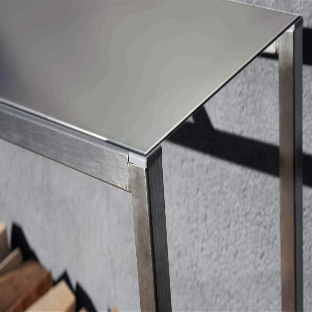 Stainless Steel Firewood Rack Bench, V2A, Rust-Resistant, Handmade in Germany