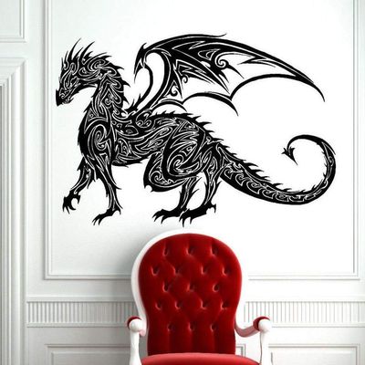 Tribal Chinese Dragon Wall Decal, Vinyl Wall Art, 52 x 75 cm