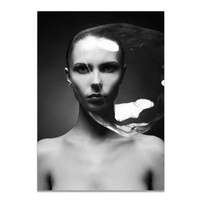 LIJUCAI Modern Black and White Fashion Canvas Poster, Woman Wall Art, 60 x 80 cm, Unframed