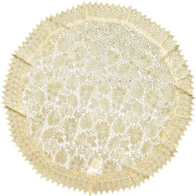 EUROSTYLE Alphiere Table Runner Set, Cut-Out Lace Macramé Polyester, Round, Light Beige