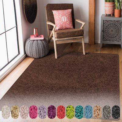 Floordirekt Barcelona Shaggy Rug | Area Rug or Runner for Kitchen, Hallway and Living Room | High, Soft Shaggy-Pile Texture | Multiple Colors and Sizes (200 x 300 cm, Dark Brown 92)