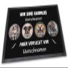 PfotenSchild Customizable Doormat – “We’re Harmless, But Beware of...” with Photos and Names for Four Pets, Plus Custom Text – 90 x 60 cm view 1