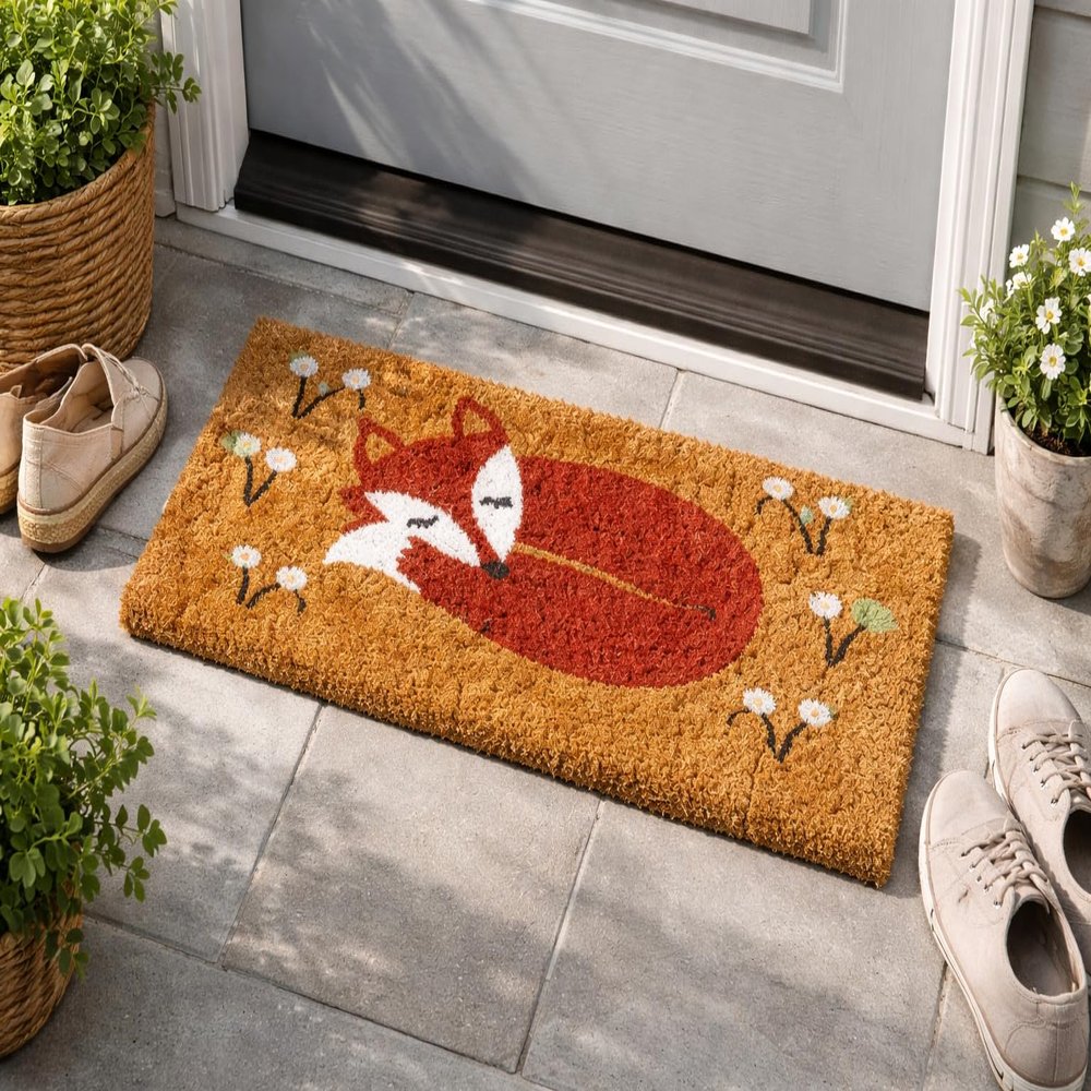 Garden Mile Doormat, Natural Look, Non-Slip PVC Backing, Indoor/Outdoor, Colorful, Durable (Fox Hollow)