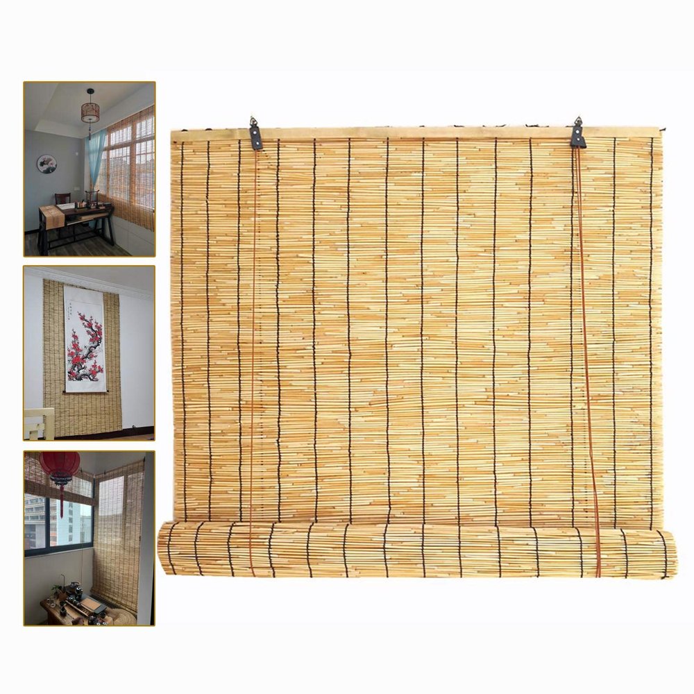 Jolan Bamboo Reed Blinds, Natural Roman Shades, 20 x 35 in