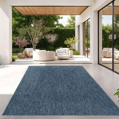 TT Home Outdoor Rug, Weather-Resistant, Solid Blue, 240 x 340 cm