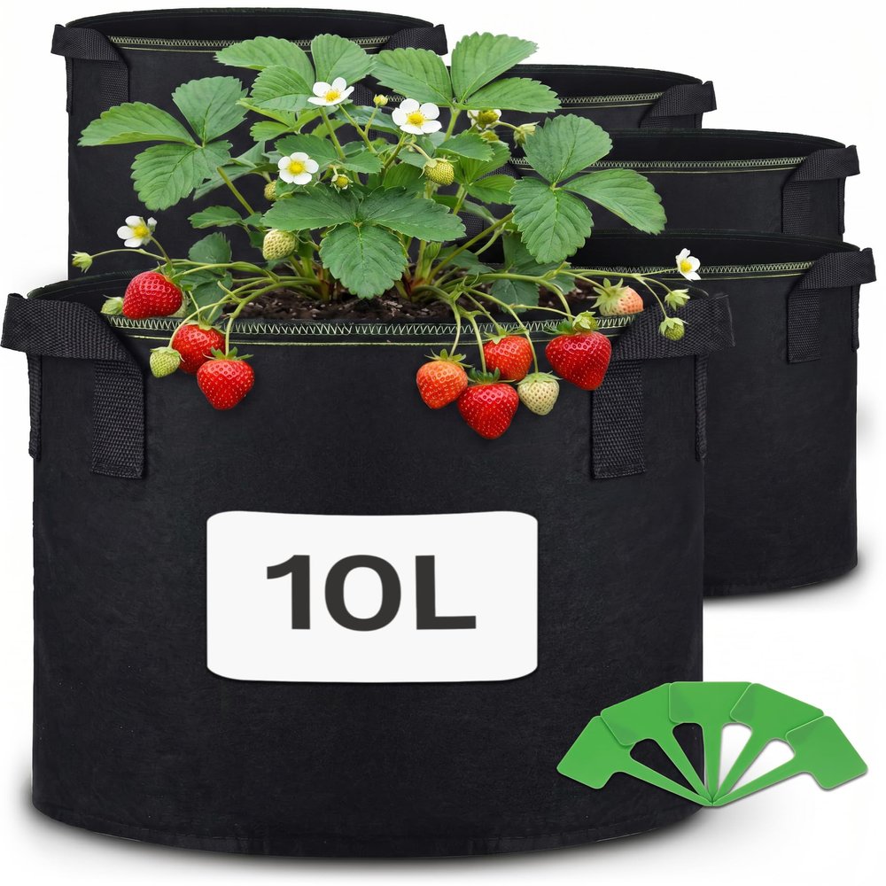 Praknu 5-Pack 10 L Fabric Planting Bags for Vegetables