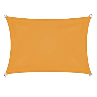 BEDSETS Rectangular Shade Sail, Breathable HDPE UV Protection for Outdoor Garden Use with Ropes and Mounting Kit, Mango Yellow (2 x 1.8 m)