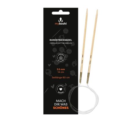 myboshi Circular Knitting Needles, 80 cm, Maple, Interchangeable Cable, 3.5 mm, Brown