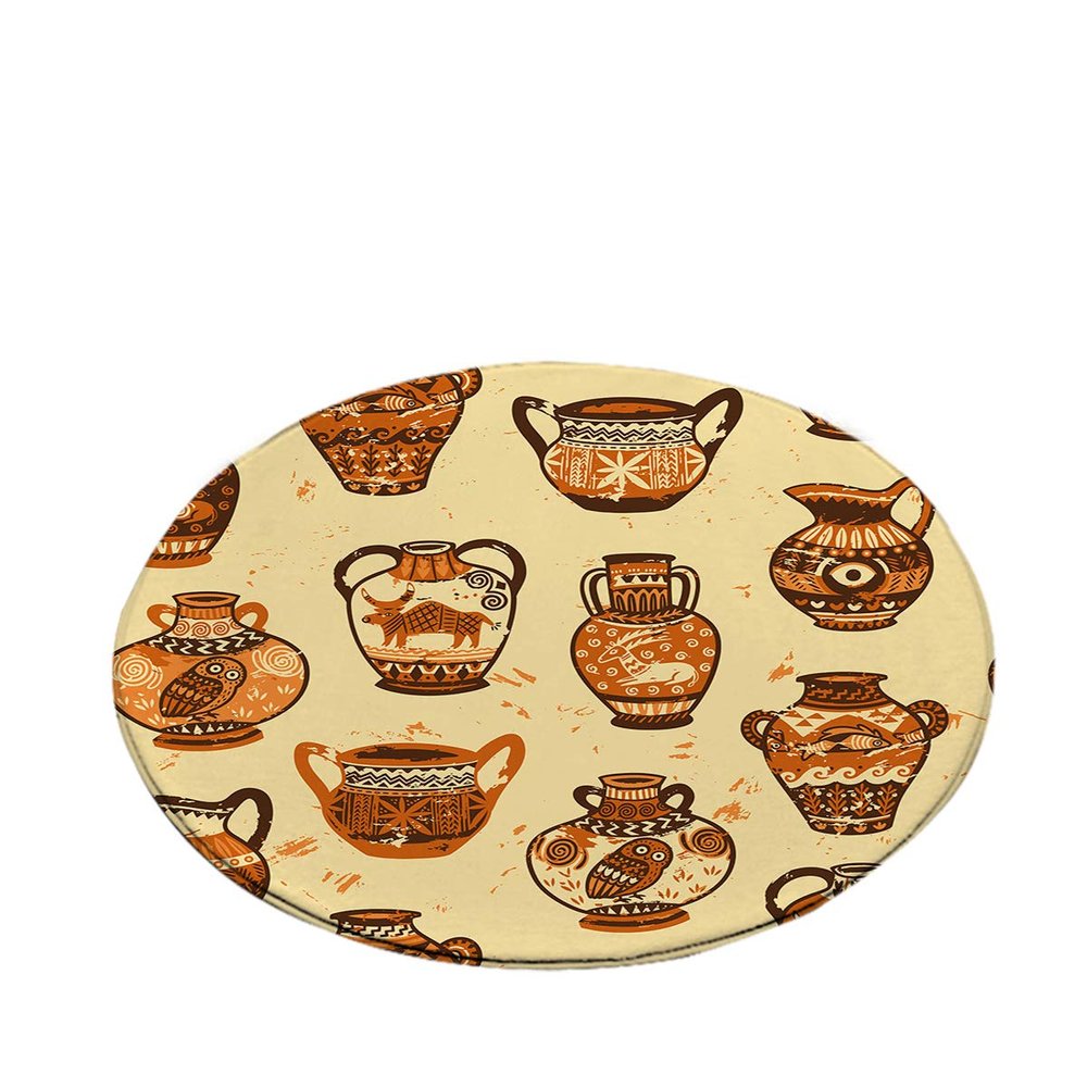 Sticker Superb 3D Bohemian Moroccan Floral Non-Slip Bathroom Rug, Microfiber Bath Mat, Beige, 60 x 60 cm
