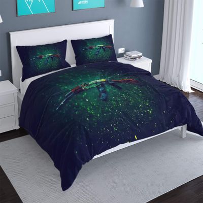 NICHIYOBI Counter-Strike Duvet Cover Set, Microfiber, 3D Digital Print, 3-Piece Bedding Set (12, Single 135 x 200 cm)