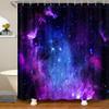 Homewish Galaxy Shower Curtain with Hooks, Blue/Purple, 180 x 180 cm view 1