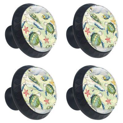 Abenily Round Glass Cabinet Knobs, Turtle Design, 30 mm, 4-Pack