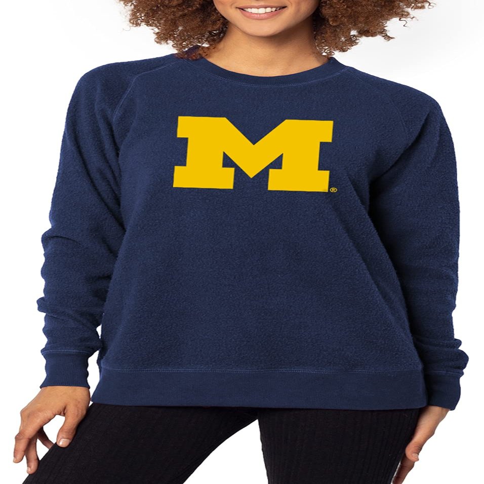chicka-d Women's Home Base Crew Sweatshirt, Navy, Medium