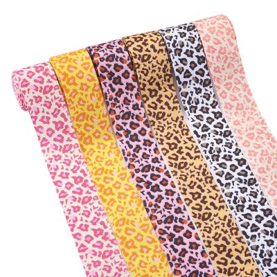 Beadthoven Leopard Print Grosgrain Ribbon, 27.8 m, 3.8 cm Wide, 6 Colors