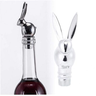 1-Piece Rabbit-Design Wine Bottle Stopper, Silver