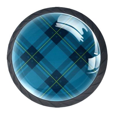 Blue Checkered Door/Drawer Knobs for Cabinets and Vanities