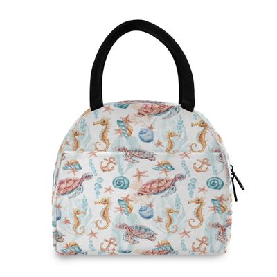 RXYY Insulated Lunch Bag with Sea Turtle and Seahorse Design