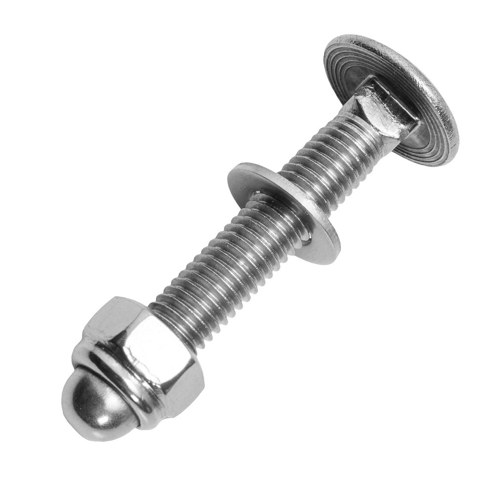 M8 x 110/110 mm Stainless Steel A2 Carriage Bolts with Self-Locking Cap Nuts and Washers (50 pcs)