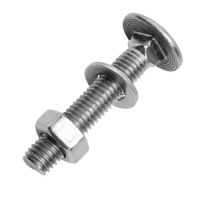 M8 x 50/50 mm A2 Stainless Steel Carriage Bolts with Hex Nuts and Washers (20 pcs)
