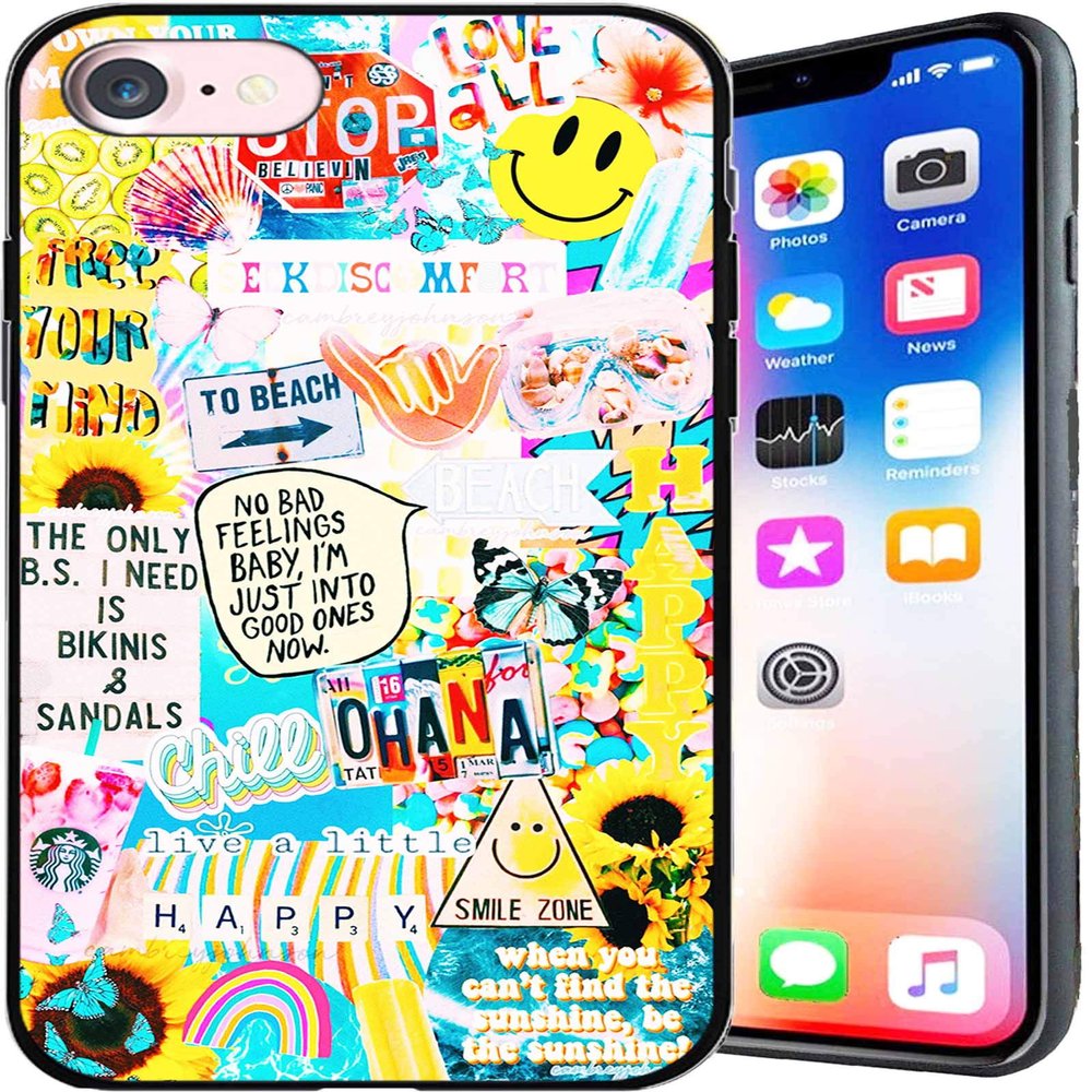 Designed for iPhone 7/8/SE 2020 Sticker, Smiling Face Design, Scratch-Resistant, Impact-Resistant, Fade-Resistant Premium TPU Slim-Fit Soft Cover, 4.7-Inch