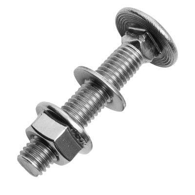 M5 x 40/40 mm A2 Stainless Steel Carriage Bolts with Flange Nuts & Washers, 10-Piece Set