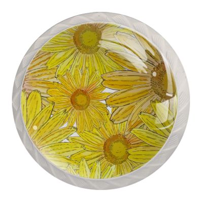 Sunflower Watercolor Drawer Knobs, 4-Piece Set