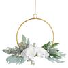 VALICLUD Artificial Eucalyptus Flower Wreath Metal Floral Wall Hanging view 1
