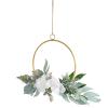 VALICLUD Artificial Eucalyptus Flower Wreath Metal Floral Wall Hanging view 2