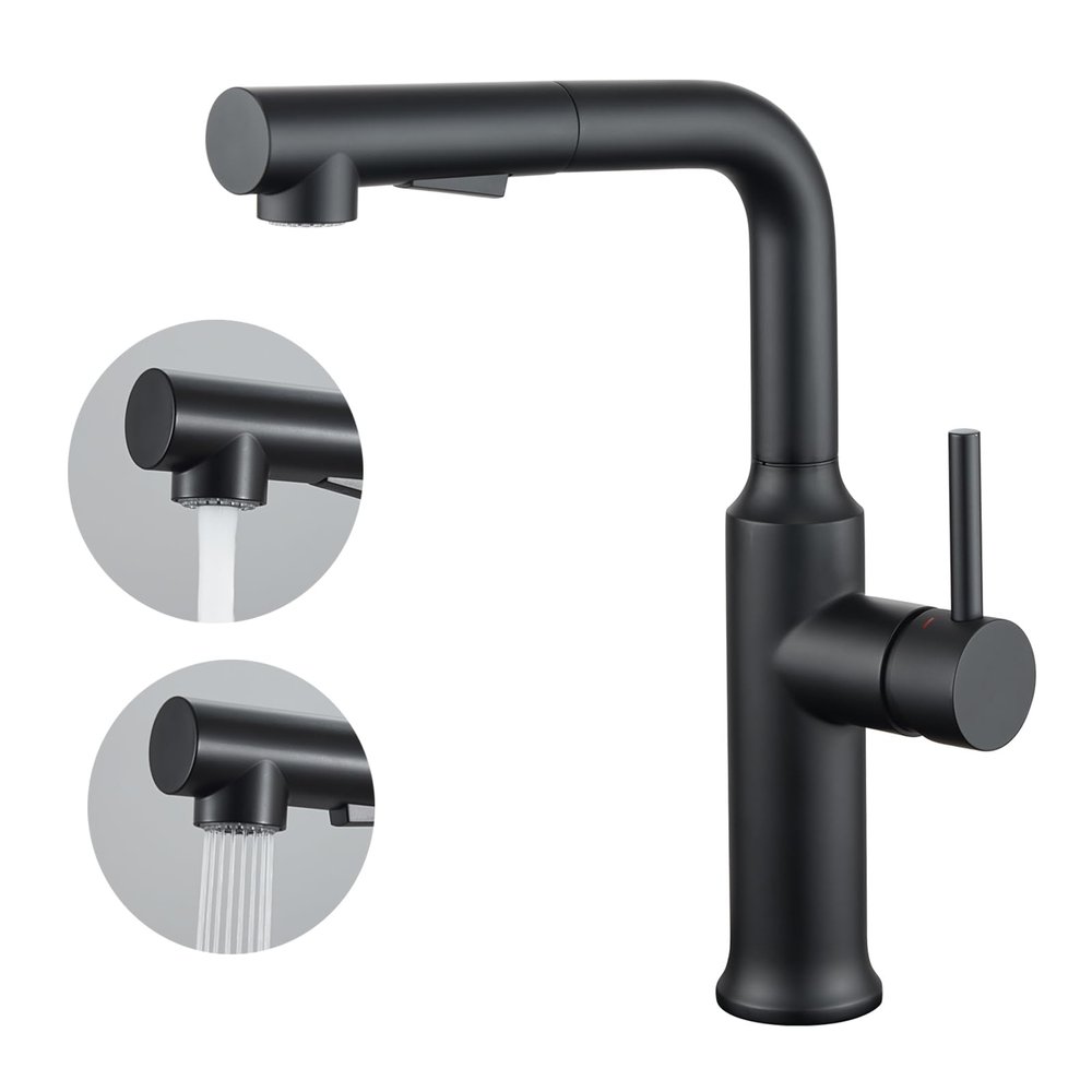 CREA Matte Black Kitchen Faucet with Pull-Out Sprayer