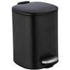 WENKO Alassio Cosmetic Pedal Bin, 5 L, Matte Black Steel, Easy-Close Lid, 20.5 x 27 x 24.5 cm view 1