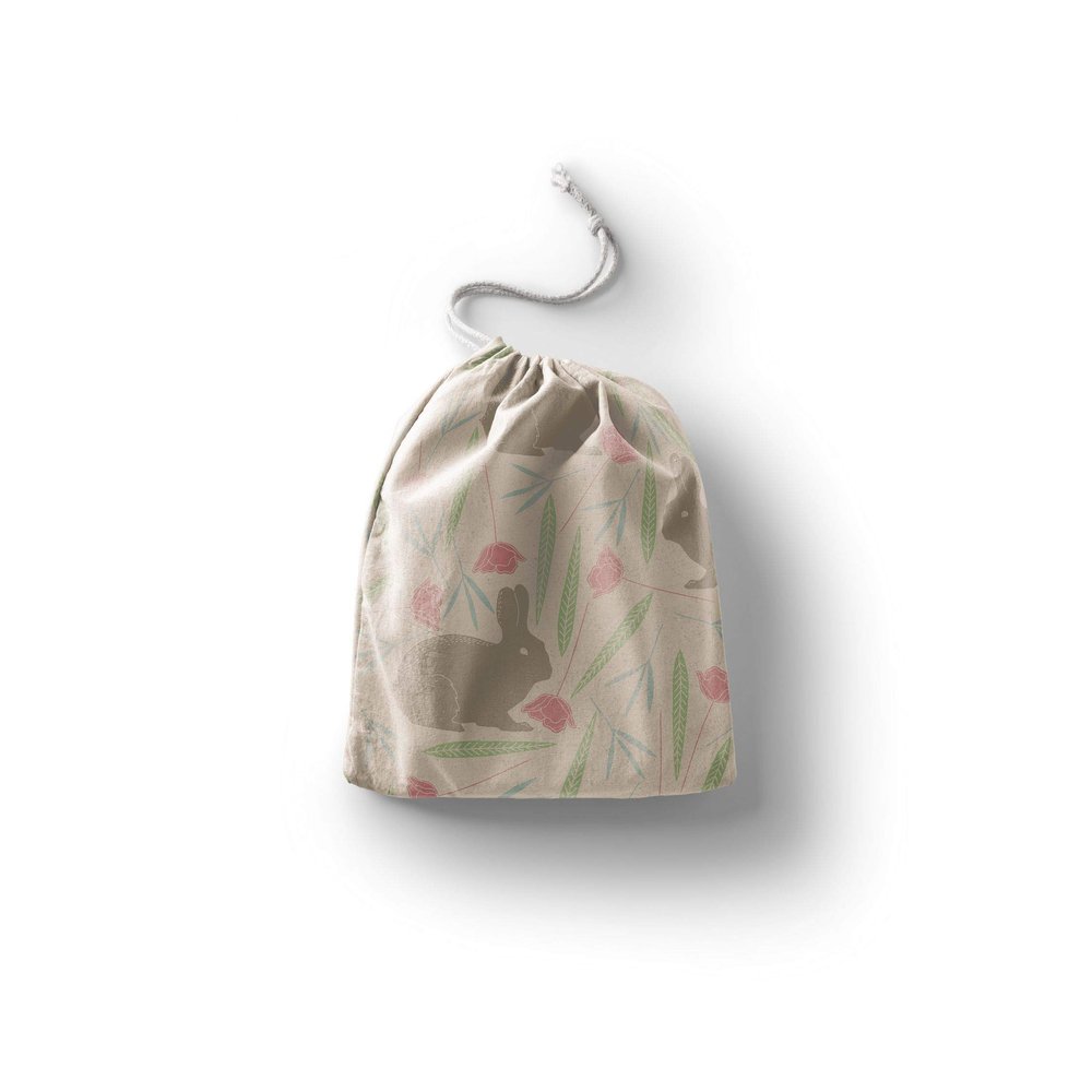 Le Jardin du Lin Printed Cotton Drawstring Bag, Reusable, Foldable, 40 x 50 cm