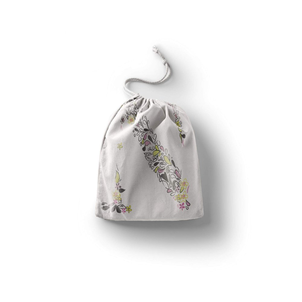 Le Jardin du Lin Printed Cotton Drawstring Bag, Reusable, Foldable, 40 x 50 cm