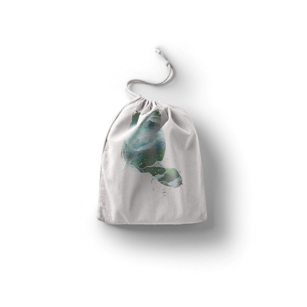 Le Jardin du Lin Printed Cotton Drawstring Bag, Reusable Shopping Bag, 30 x 40 cm