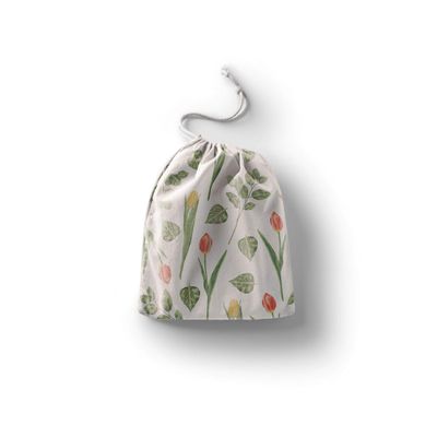 Le Jardin du Lin Printed Cotton Drawstring Bag, Reusable, Foldable, 30 x 40 cm
