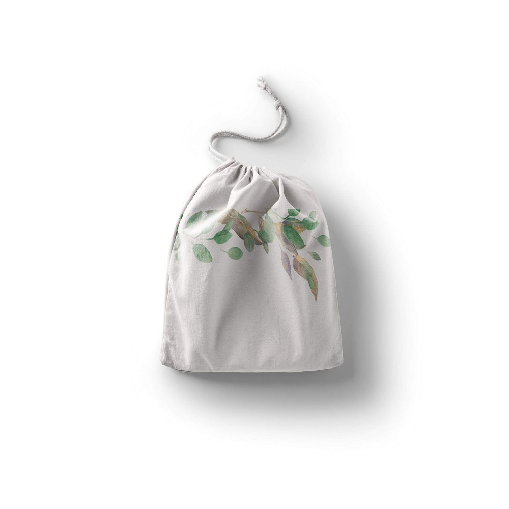 Le Jardin du Lin Printed Cotton Drawstring Bags, Reusable Multipurpose Shopping and Produce Bag, Foldable, 20 x 30 cm