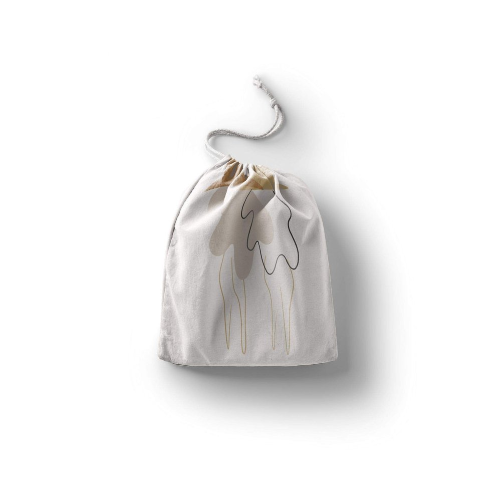 Le Jardin du Lin Printed Cotton Drawstring Bag, Reusable, Foldable, 20 x 30 cm
