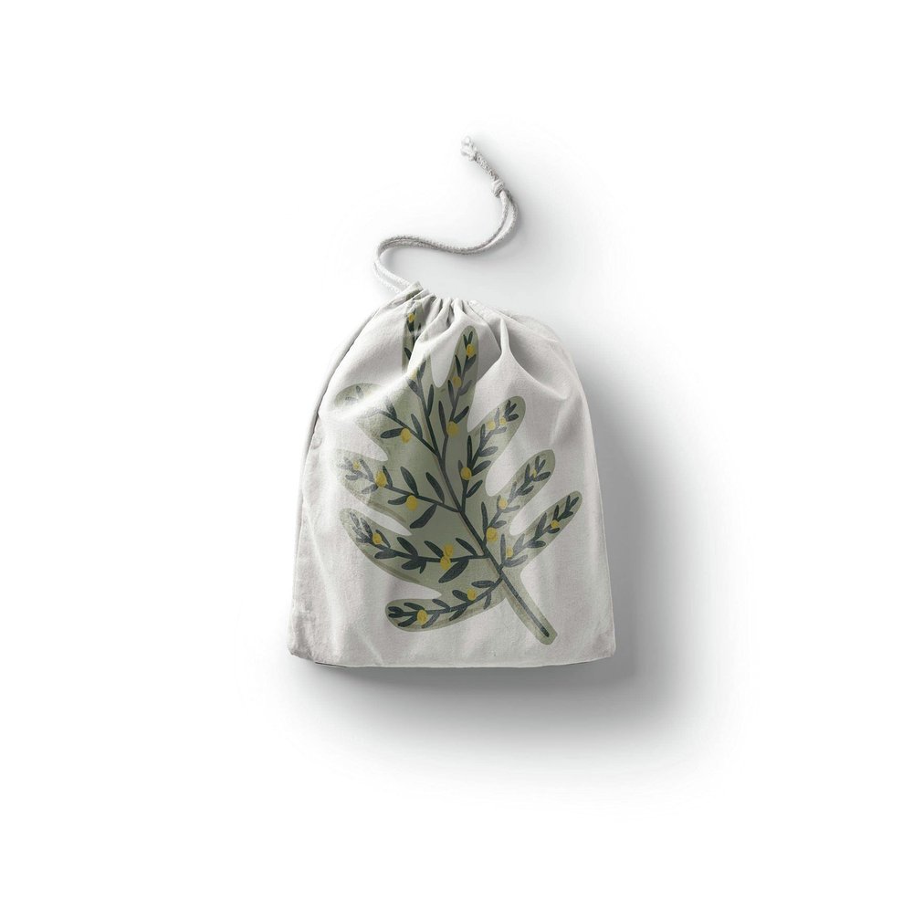 Le Jardin du Lin Printed Cotton Drawstring Bag, Reusable Multi-Purpose Vegetable Bag, 12 x 15 cm