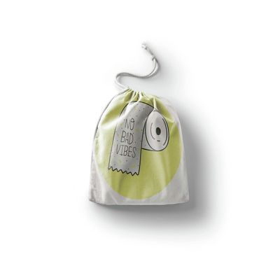Le Jardin du Lin Printed Cotton Drawstring Bag, Reusable, Foldable, 12 x 15 cm