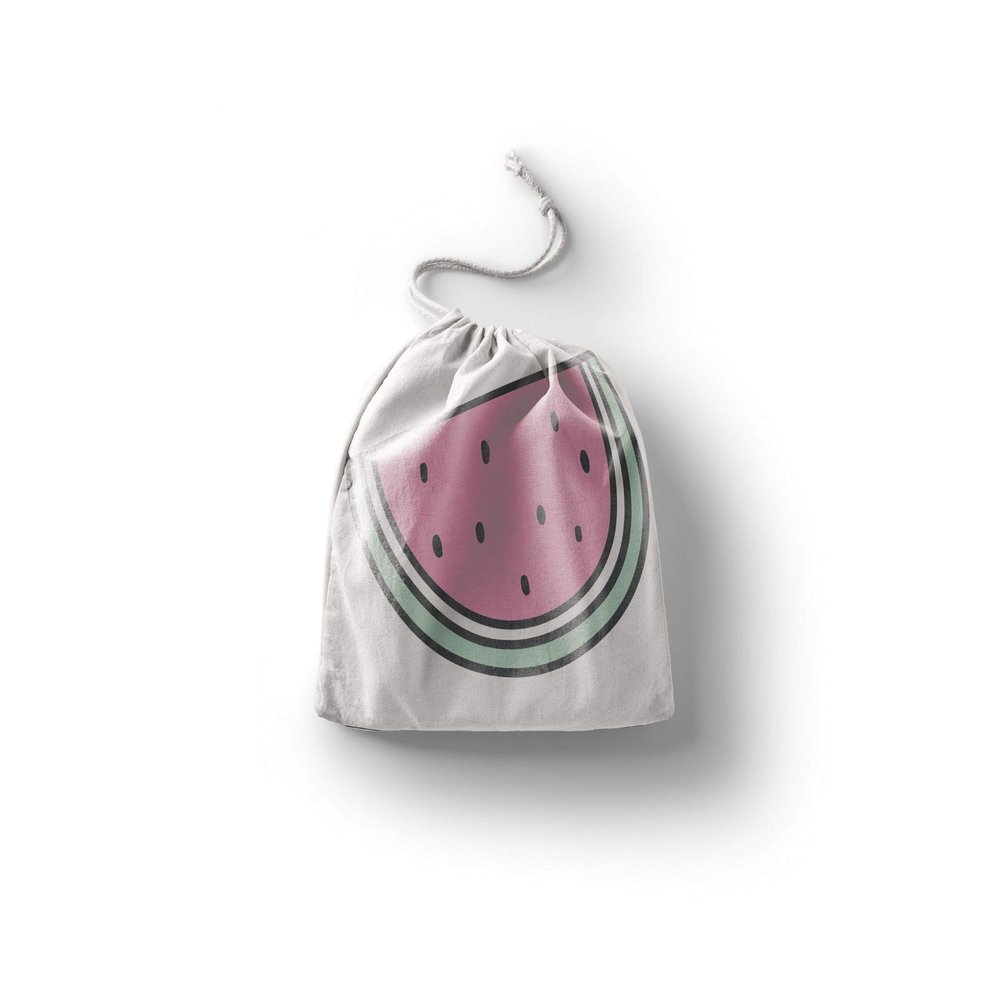 Le Jardin du Lin Printed Cotton Drawstring Bag, Reusable, Foldable, 12 x 15 cm