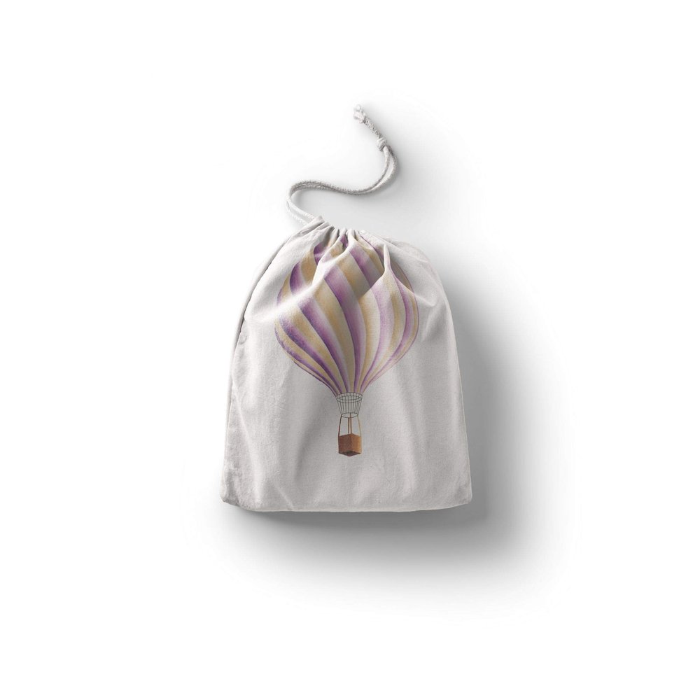 Le Jardin du Lin Printed Cotton Drawstring Bag, Reusable, Foldable, 12 x 15 cm