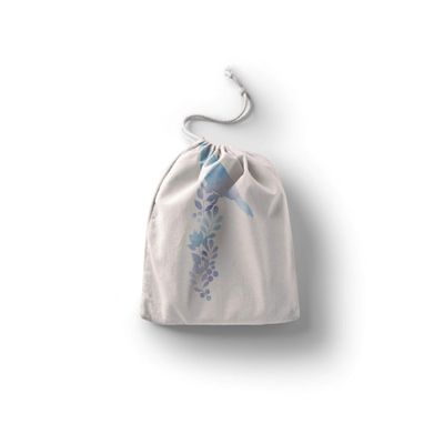 Le Jardin du Lin Printed Cotton Drawstring Bag, Reusable Multipurpose Shopping Bag, 12 x 15 cm