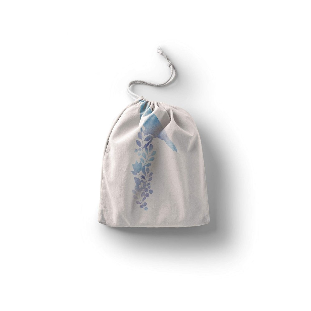 Le Jardin du Lin Printed Cotton Drawstring Bag, Reusable Multipurpose Shopping Bag, 12 x 15 cm