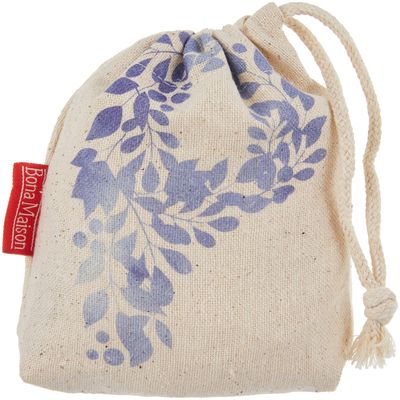 Le Jardin du Lin Printed Cotton Drawstring Bag, Reusable, Foldable, 12 x 15 cm