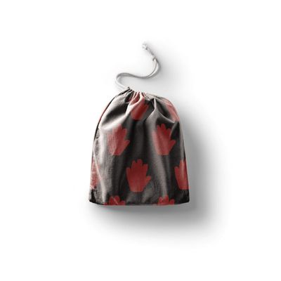 Le Jardin du Lin Printed Cotton Drawstring Bag, Reusable, Foldable, 12 x 15 cm